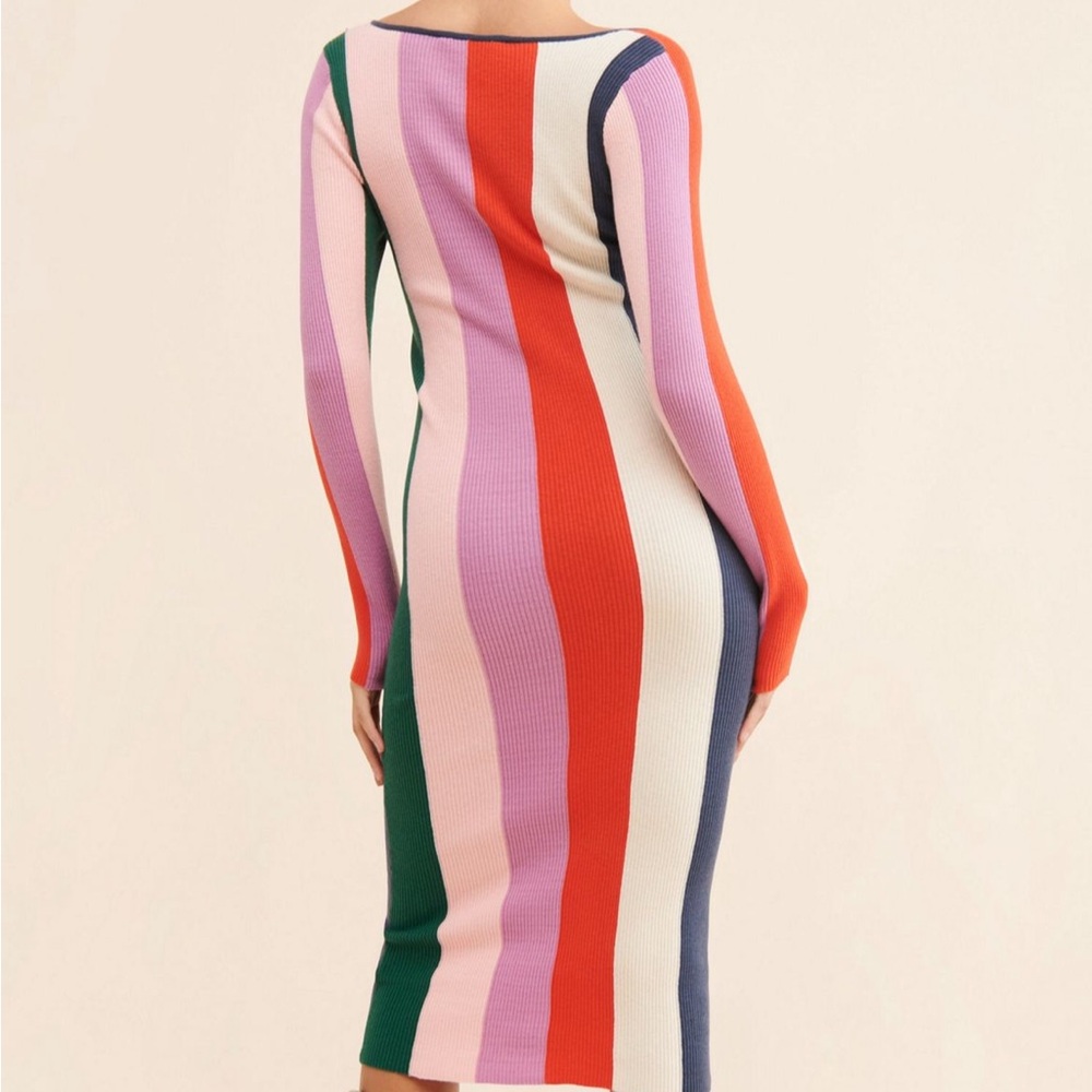 Rollo's Covergirl Cherry Dress Multicolor Vertical Stripe Knit Midi Dress - Picture 5 of 5